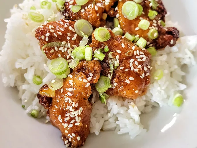 Delicious Orange Chicken on Rice